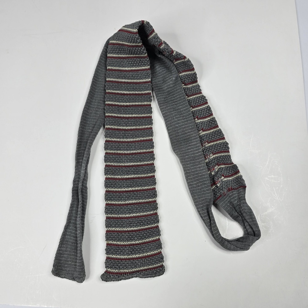 Roosternit by Rooster Necktie Gray Striped Cotton Knit Tie
